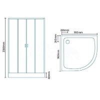 Quadrant Shower Cabin with Black Back Panels - 900 x 900mm