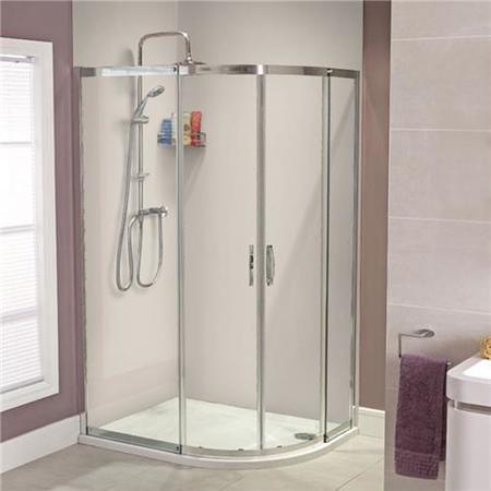 Offset Sliding Door Quadrant Enclosure 1200mm -  8mm Glass - Aquafloe Iris Range