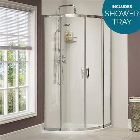 Aquafloe Iris 8mm 800 x 800 Sliding Door Quadrant Enclosure with Shower Tray
