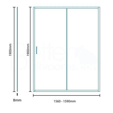 1600mm Sliding Shower Door 8mm Glass - Aquafloe Iris