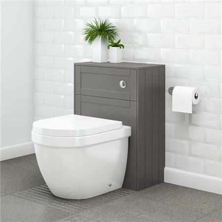 Grey WC Unit with concealed cistern and Aurora back to wall pan