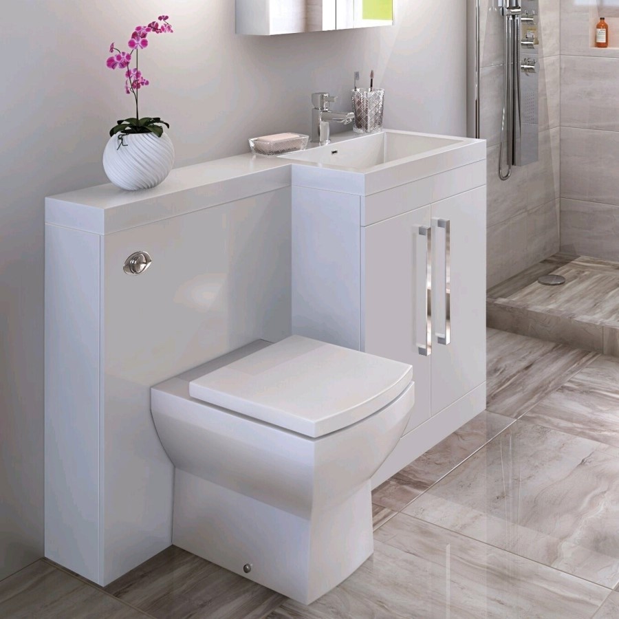 1200mm Floor Standing Right Hand Combination Unit - White 2 Door Storage - Tabor Range