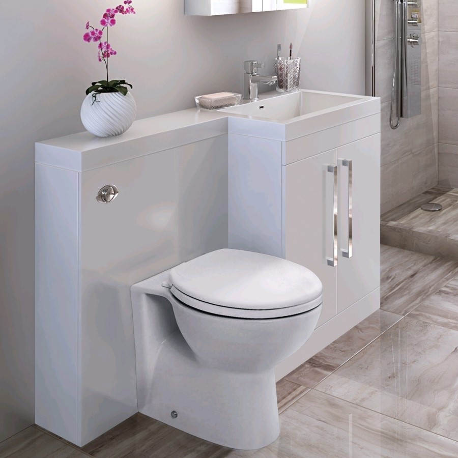 1200mm Floor Standing Right Hand Combination Unit - White 2 Door Storage - Tabor Range