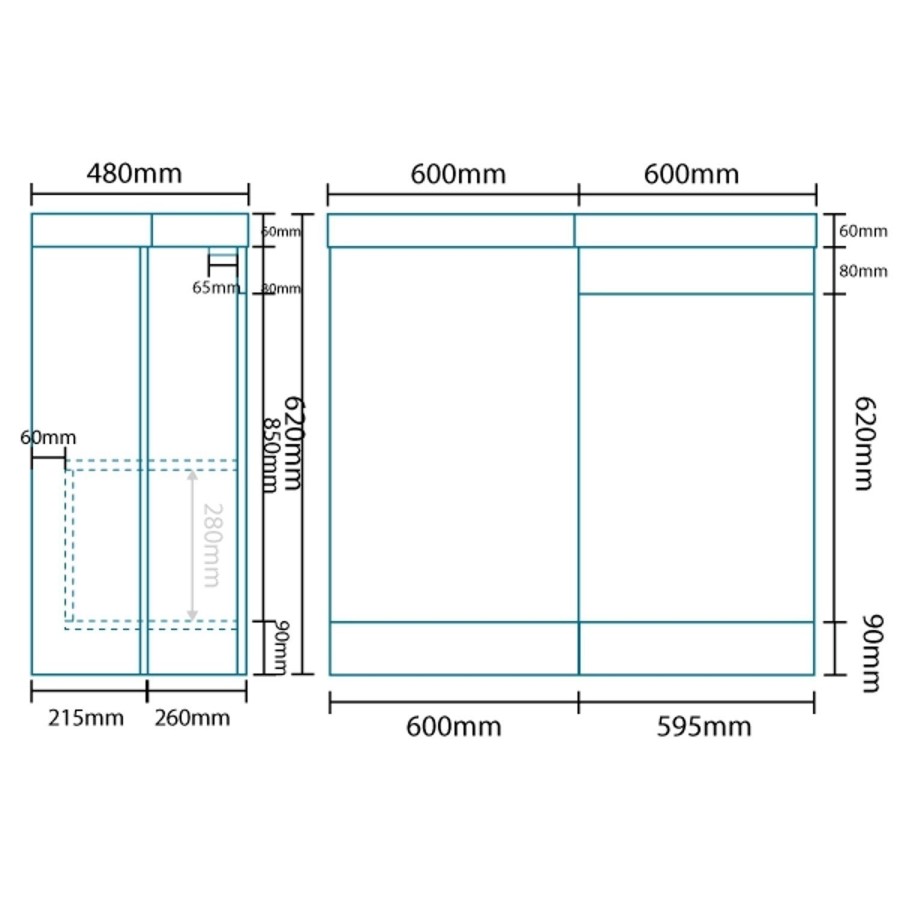 1200mm Floor Standing Right Hand Combination Unit - White 2 Door Storage - Tabor Range