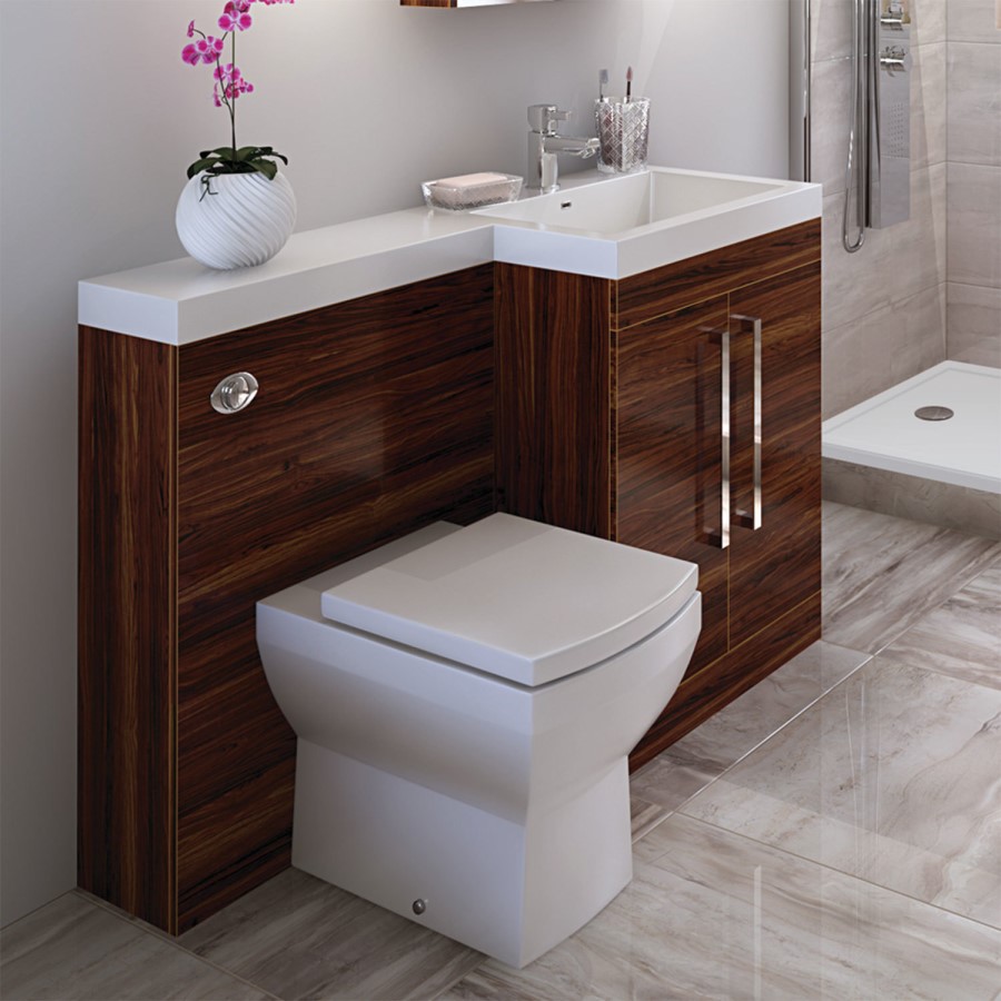 Toilet & Basin Combination Unit with Tabor Toilet - Walnut - Tabor Range