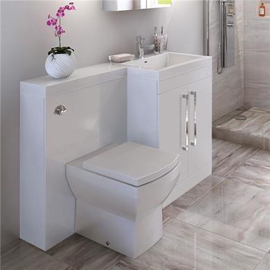 Tabor 120cm White RIGHT HAND Combination Unit with Tabor Back To Wall Pan