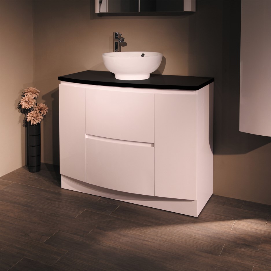 1010mm Floor Standing Vanity Unit & Countertop Basin Black Worktop