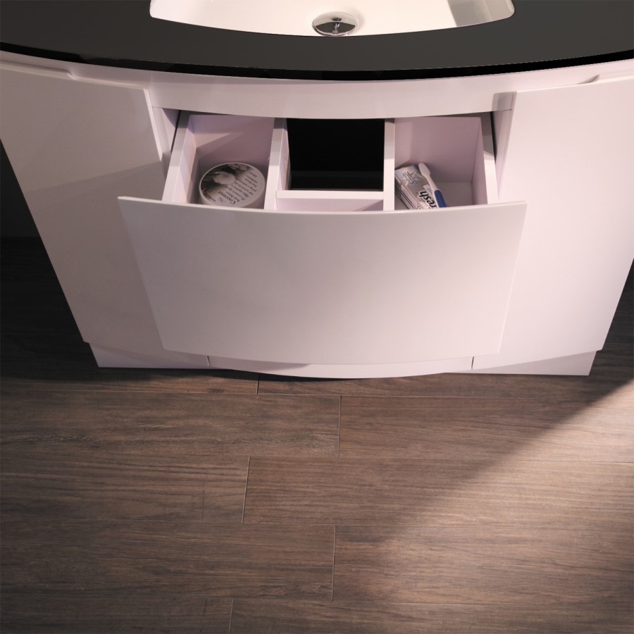 1010mm Floor Standing Vanity Unit & Countertop Basin - Black Worktop Door & Drawer Unit - Voss Range