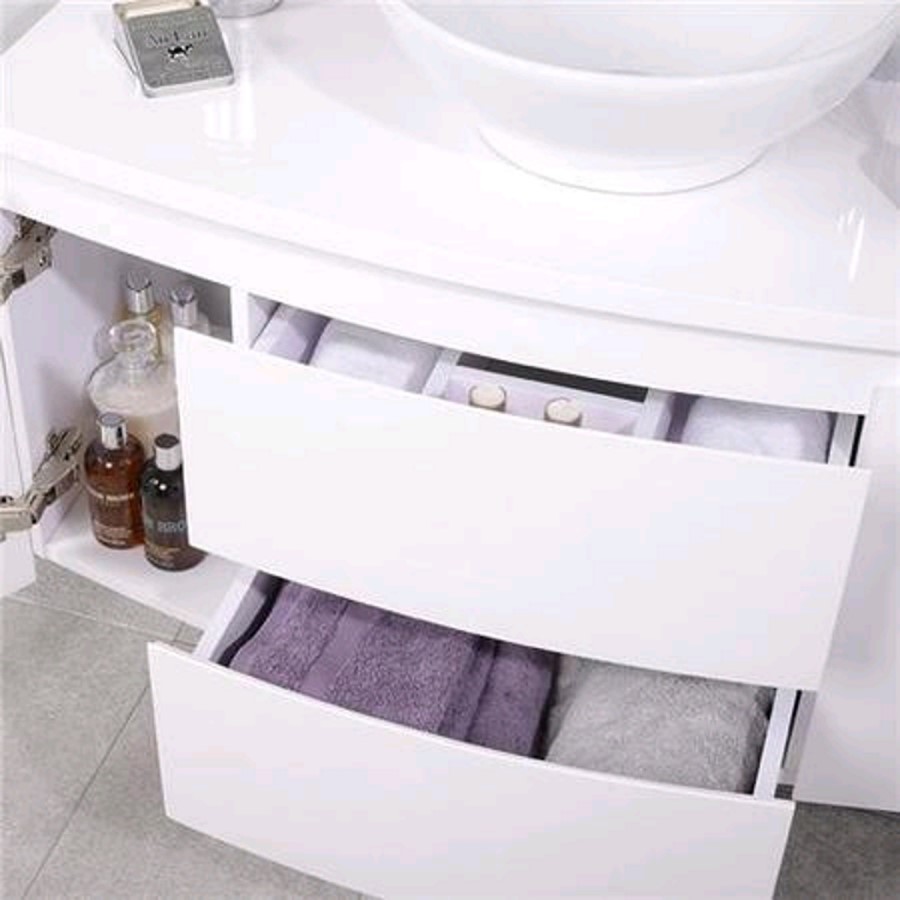 1010mm Wall Hung Vanity Unit with Pacific Countertop Basin - Door & Drawers - Voss Range