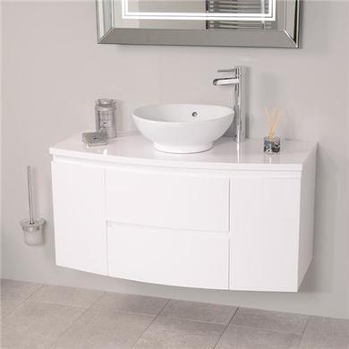 1010mm Wall Hung Vanity Unit with Pacific Countertop Basin - Door & Drawers - Voss Range