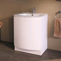 620mm Floor Standing Basin Vanity Unit - White Double Door - Voss