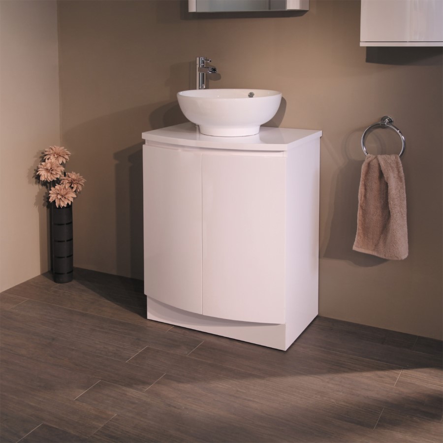 Voss 620mm Floorstanding 2 Door Vanity Unit with Oval Basin