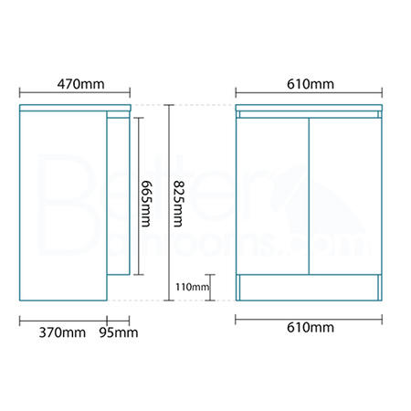 Voss 620mm Floorstanding 2 Door Vanity Unit with Oval Basin