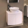 620mm Wall Hung Vanity Unit with Pacific Countertop Basin - 2 Door White - Voss Range