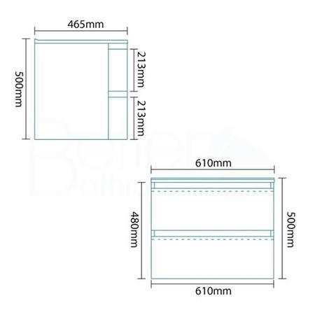Voss™ 620 Wall Mounted Vanity Drawer Unit and Basin