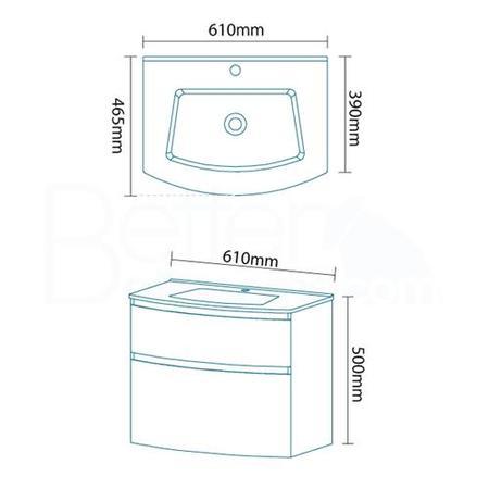 Voss™ 620 Wall Mounted Vanity Drawer Unit and Basin