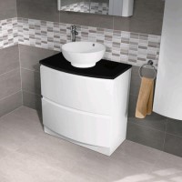810mm Floor Mounted Vanity Black Countertop Drawer Unit - with Pacific Basin - Voss Range