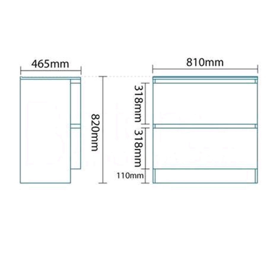 810mm Floor Mounted Vanity Drawer Basin Unit - Voss Range