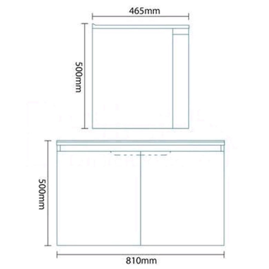 810mm Wall Hung Vanity Basin Unit - Double Door White -  Voss Range
