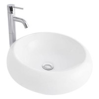 Izar White Ceramic Counter Top Basin & Zeta High Rise Basin Mixer