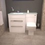 Left Handed Combination Unit with Tabor Toilet - 2 Drawer White Basin Cabinet - Vigo Range