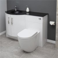 Bow Front Combination Unit with Black Basin - Austin Back to Wall Toilet -Vigo Range