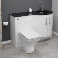 Bow Front Combination Unit - Right Hand - Black Basin with Austin Toilet - Vigo Range