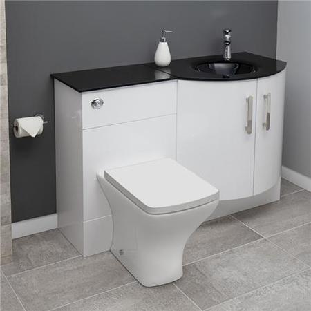 Bow Front Combination Unit - Right Hand - Black Basin with Austin Toilet - Vigo Range