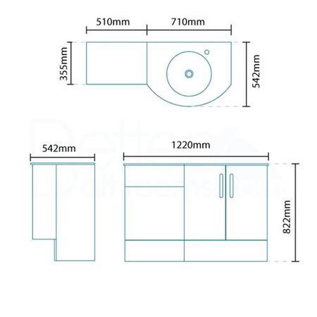 Bow Front Combination Unit - Right Hand - Black Basin with Austin Toilet - Vigo Range