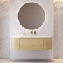 1400mm Oak Wood Effect Wall Hung Vanity Unit with Solid Surface Basin - Cali