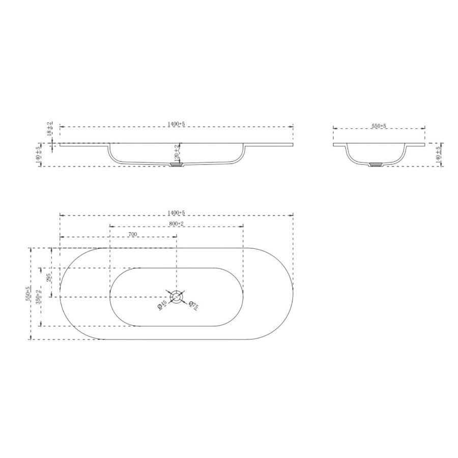 1400mm Oak Wood Effect Wall Hung Vanity Unit with Solid Surface Basin - Cali