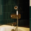 BUN/CAM2OWHBB/100820 Brushed Brass 2 Outlet Thermostatic Mixer Shower Set with Hand Shower & Bath Filler Spout - Cambridge