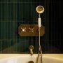 Brushed Brass 2 Outlet Thermostatic Mixer Shower Set with Hand Shower & Bath Filler Spout - Cambridge