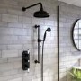Grade A1 - Black Dual Outlet Wall Mounted Thermostatic Mixer Shower Set with Hand Shower - Cambridge