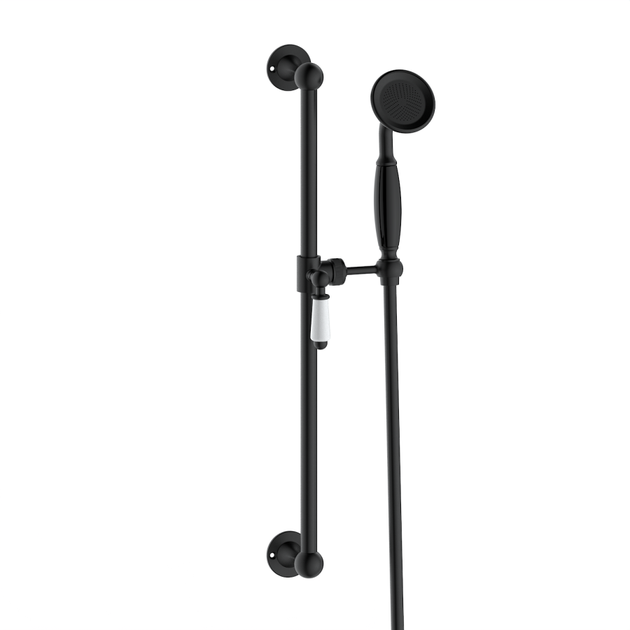 Grade A1 - Black Dual Outlet Wall Mounted Thermostatic Mixer Shower Set with Hand Shower - Cambridge