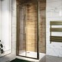 900x800mm Brushed Brass 6mm Glass Rectangular Bi-Fold Shower Enclosure - Carina