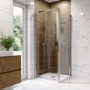 900mm Chrome 6mm Glass Square Hinged Shower Enclosure with Low Profile Shower Tray - Carina