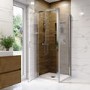 900mm Chrome 6mm Glass Square Hinged Shower Enclosure with Low Profile Shower Tray - Carina