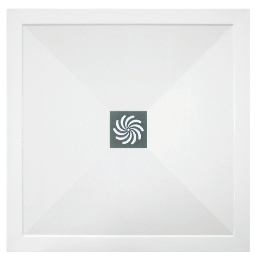900mm Square Ultra Low-Profile Profile Shower Tray 25mm with Waste - White Stone Resin - Harmony