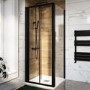 800x800mm Black 6mm Glass Square Bi-Fold Shower Enclosure - Carina