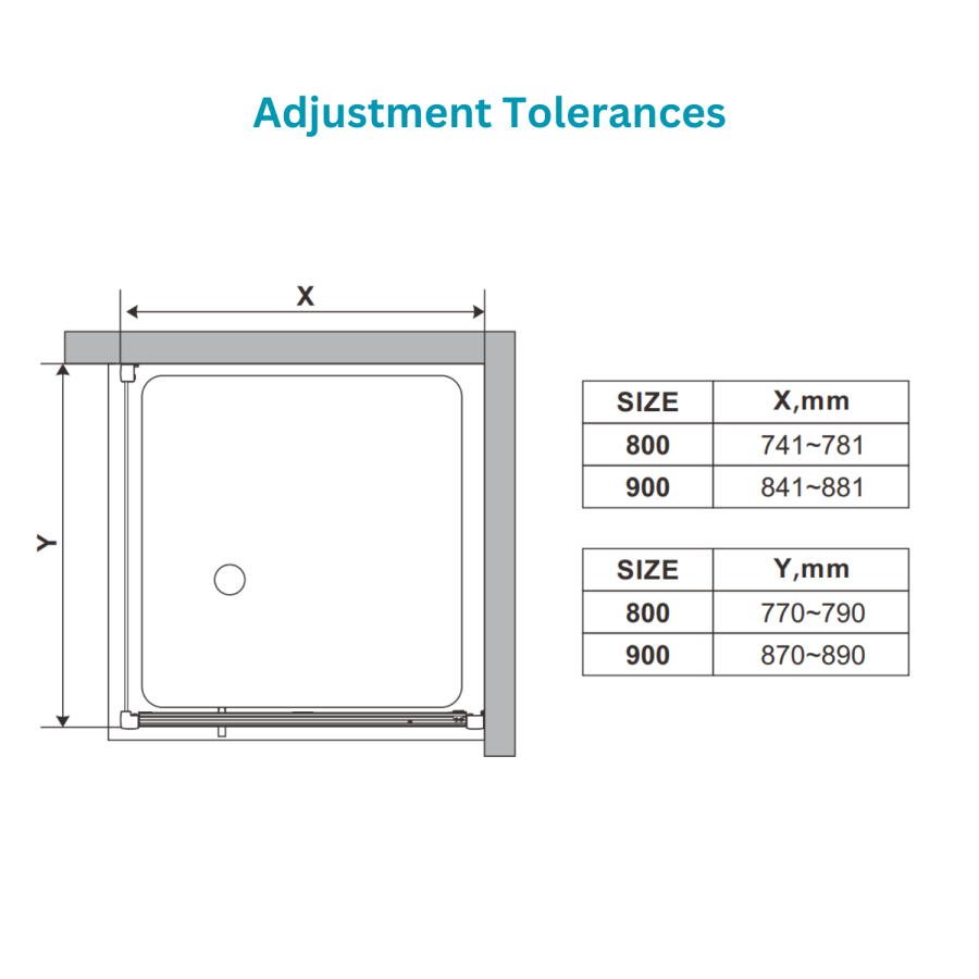 800x800mm Black 6mm Glass Square Bi-Fold Shower Enclosure - Carina