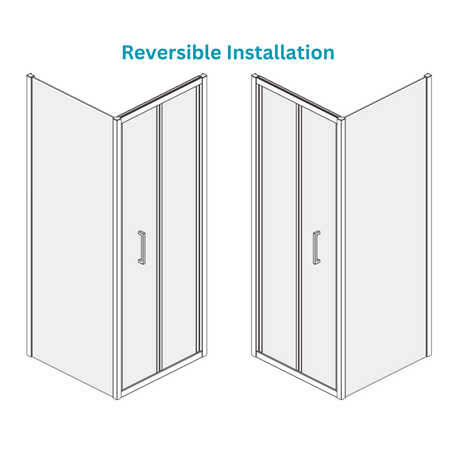 800x800mm Black 6mm Glass Square Bi-Fold Shower Enclosure - Carina