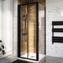 900x800mm Black 6mm Glass Rectangular Bi-Fold Shower Enclosure - Carina