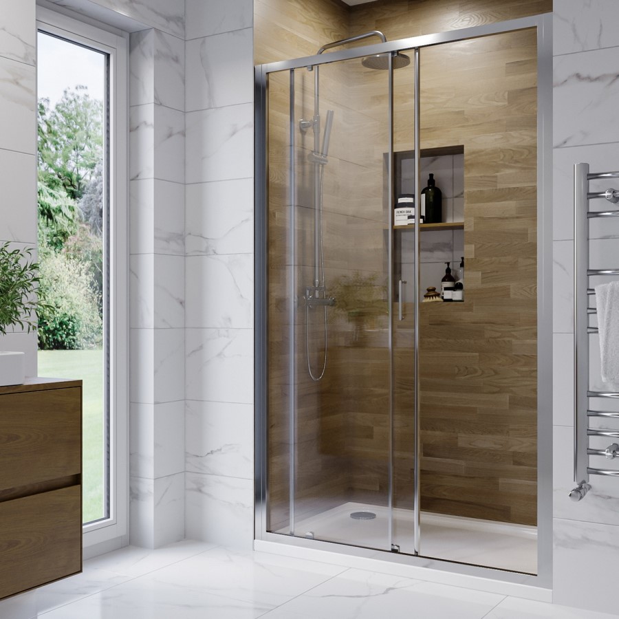 Chrome 6mm Glass Sliding Shower Door 1100mm -Carina