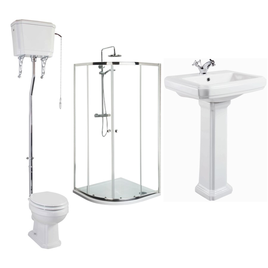 Taylor and Moore Traditional Suite with 800mm Shower Enclosure Tray and Waste