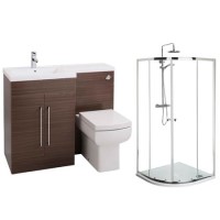 Moderno Left Hand Walnut Furniture Suite with 900mm Shower Enclosure Tray and Waste Moderno Left Hand Walnut Furniture Suite with 900mm Shower Enclosure Tray and Waste