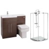 Moderno Left Hand Walnut Furniture Suite with 900mm Shower Enclosure Tray and Waste