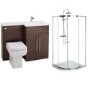 Moderno Right Hand Walnut Furniture Suite with 900mm Shower Enclosure Tray and Waste