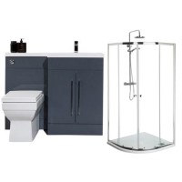 Moderno Right Hand Anthracite Furniture Suite with 900mm Shower Enclosure Tray and Waste