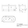 Matt White Freestanding Double Ended Bath with Ledge and Brass Feet 1700 x 765mm - Clara